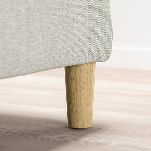 Pata tapizada gris claro, hecha de madera maciza, 12. 5 cm de alto.