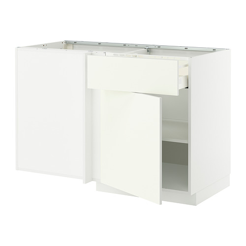 Mueble armario de cocina METOD blanco de ikea de estilo moderno y minimalista con forma rectangular y estanterías de almacenamiento.