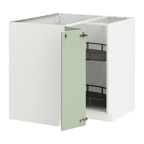 Mueble de cocina METOD: blanco con puerta verde, forma cuadrada, diseño moderno, estructura robusta, estantes ajustables.