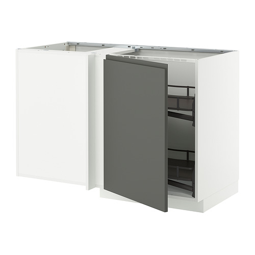 Mueble de cocina METOD en blanco y gris oscuro con estante extraíble.