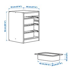 Measurement Illustration - TROFAST storage combination with boxes