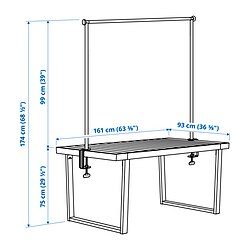 Ilustración de medidas - VÄRMANSÖ/HELGEÖ mesa de exterior con barra decorativa