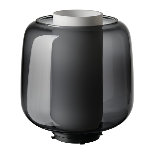 Pantalla de cristal negro SYMFONISK, elegante diseño redondeado con tapa blanca.