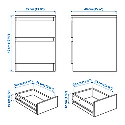 Measurement Illustration - KULLEN chest with 2 drawers