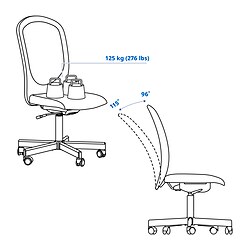 Ilustración de medidas - FLINTAN silla de trabajo