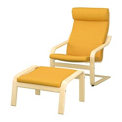 POÄNG, sillón y reposapiés, Skiftebo amarillo