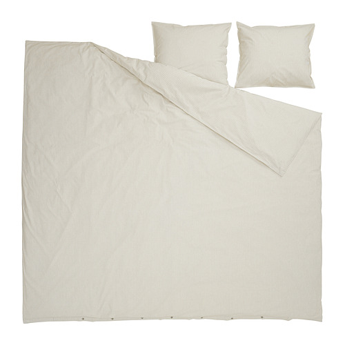 Juego de cama SOLFIBBLA con rayas verdes y blancas, de forma rectangular.