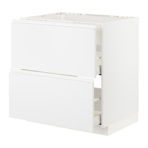 Mueble de cocina METOD blanco, diseño moderno y minimalista, con tiradores integrados y cajones de marcha suave.