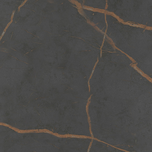 Superficie oscura y texturizada con intrincadas vetas anaranjadas que la atraviesan, mostrando un material robusto y de alta calidad con un acabado lujoso.