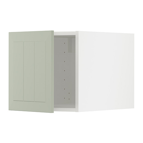 Un mueble de cocina METOD verde con diseño de paneles y bisagras a presión.