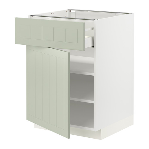 Mueble de cocina METOD con puerta y cajón de stensund verde, un cajón, estante ajustable, diseño moderno.