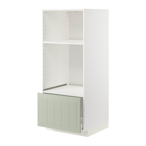 Mueble de cocina IKEA METOD blanco con cajón verde, rectangular, diseño moderno.