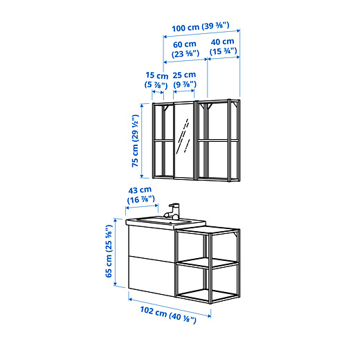 ENHET, Bathroom furniture set with SALJEN tap. 5 of 5 open dialog
