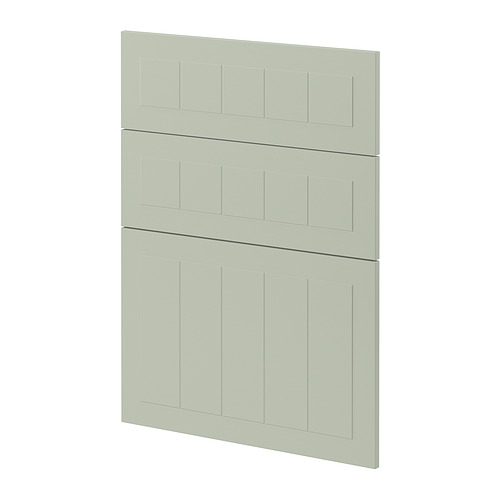 Panel de cocina METOD en color verde, rectangular con ranuras.