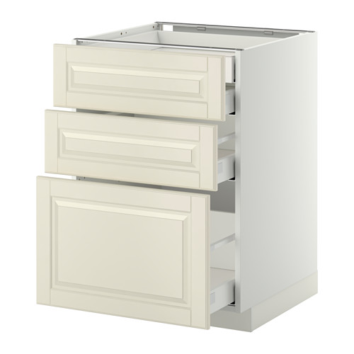 Mueble de cocina METOD de Ikea. Blanco hueso, rectangular. Tres cajones, diseño tradicional.