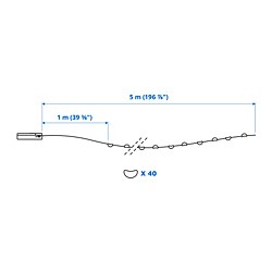 Measurement Illustration - STRÅLA LED string light with 40 lights