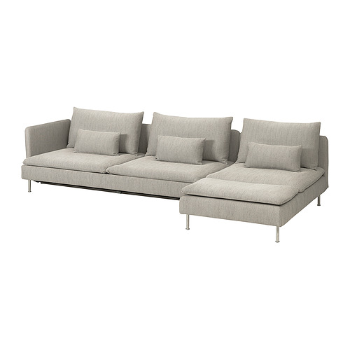 SÖDERHAMN, 4 seat sofa bed with chaise longue and open end. 1 of 6 open dialog