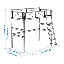 Ilustración de medidas - VITVAL estructura de cama alta