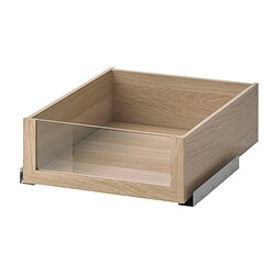 KOMPLEMENT, drawer with glass front, White stained oak effect