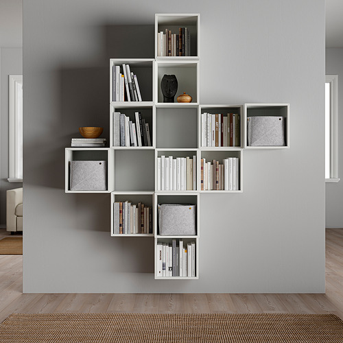 Estantería de pared única - EKET, blanco, diseño moderno, almacenamiento, libros, decoración.