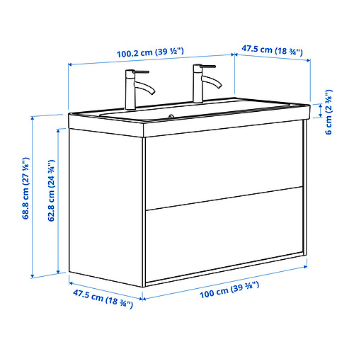 ÄNGSJÖN / BACKSJÖN, sink cabinet with drawers and LUNDSKÄR tap. 7 of 7 open dialog