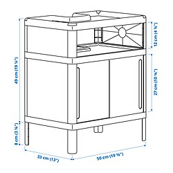 Measurement Illustration - IVÖSJÖN sink base cabinet