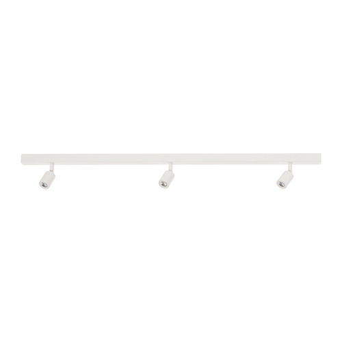 Carril de plafón BÄVE blanco con 3 focos orientables.