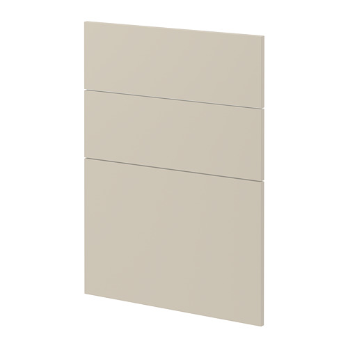 Un mueble de cocina METOD beige con un diseño suave y sencillo, con tres secciones horizontales.
