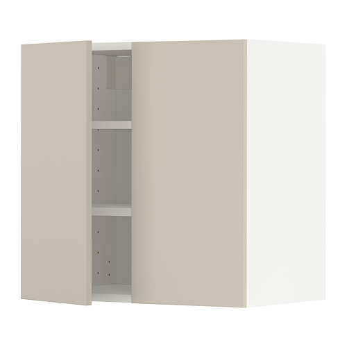 Mueble de cocina METOD beige con 2 estantes ajustables, diseño moderno y liso.