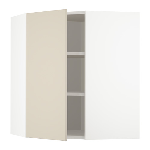 Un mueble de cocina METOD beige con estante ajustable, puerta de montaje a la izquierda o a la derecha y un diseño limpio y minimalista.