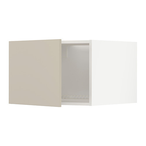 Mueble de cocina METOD beige claro con puerta abierta, acabado liso, forma rectangular.