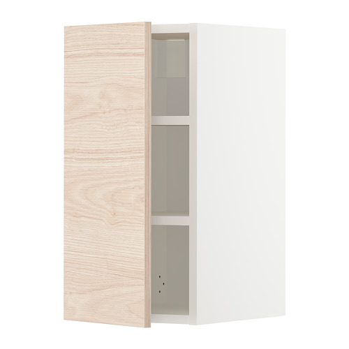 Mueble de cocina METOD, fresno claro, moderno, diseño de madera, estantes abiertos.