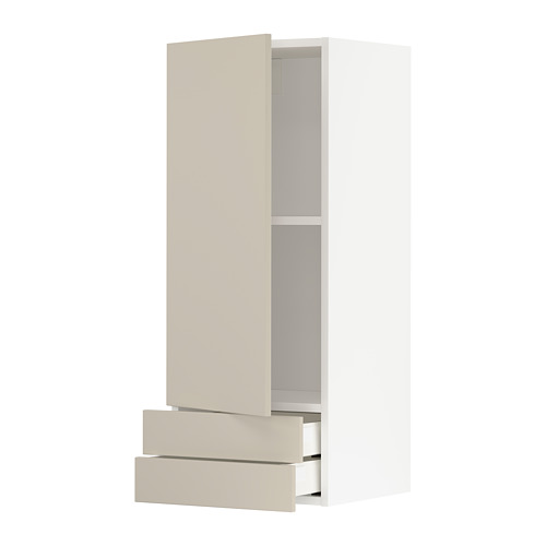 Mueble de cocina METOD en color beige con dos cajones y estante ajustable.