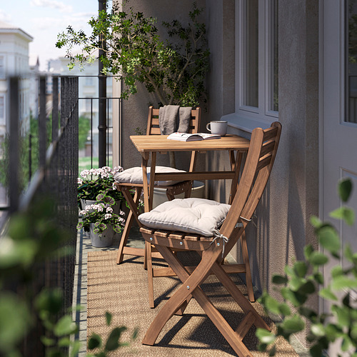 ASKHOLMEN, table and 2 folding chairs, outdoor 2 of 6 open dialog