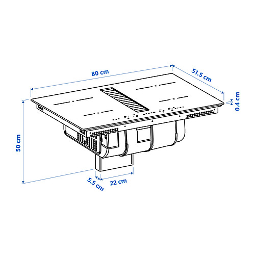 TÄCKNAN, Induction cooktop w/downdraft vent. 8 of 10 open dialog