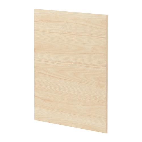 Panel de puerta de cocina de madera clara, rectangular, sencillo, acabado natural.