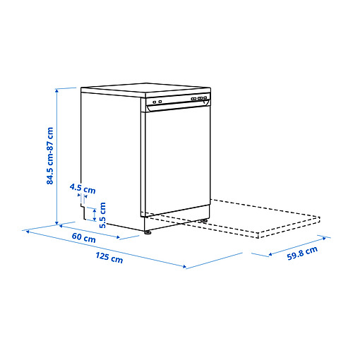 Ilustración con medidas del producto: LAGAN.