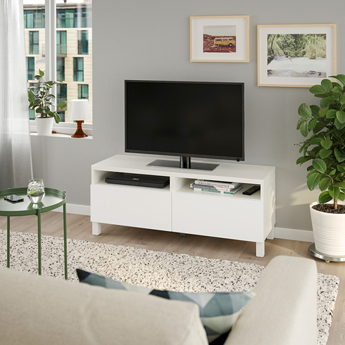 BESTÅ TV bench with drawer runner, soft-closing Lappviken