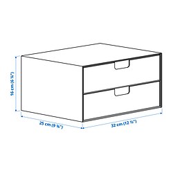 Measurement Illustration - FJÄDERHARV mini chest with 2 drawers