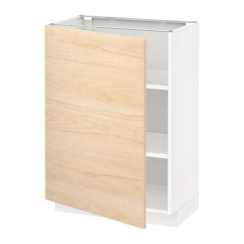 Mueble de cocina METOD con puerta de fresno claro abierta, marco blanco.