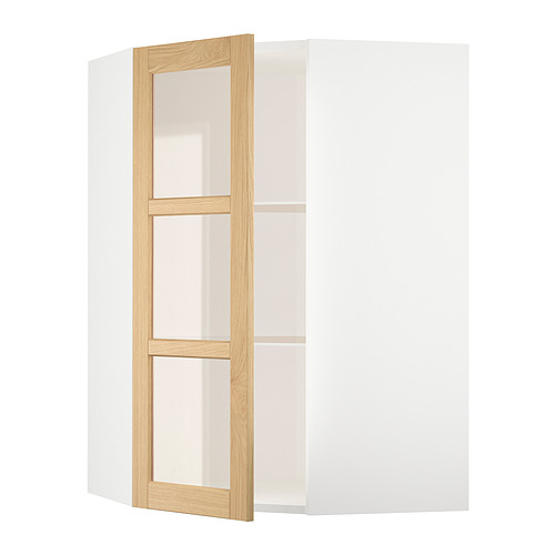 METOD, corner wall cab w shelves/glass dr. 1 of 3 open dialog