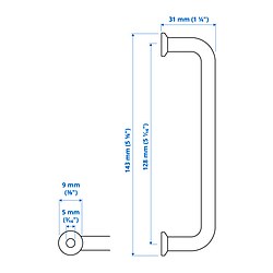 Measurement Illustration - BAGGANÄS handle