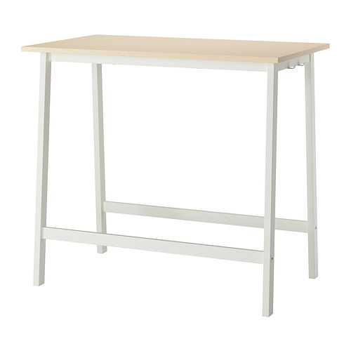 MITTZON, escritorio rectangular, blanco y madera, diseño minimalista.