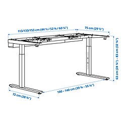Measurement Illustration - MITTZON underframe for desk