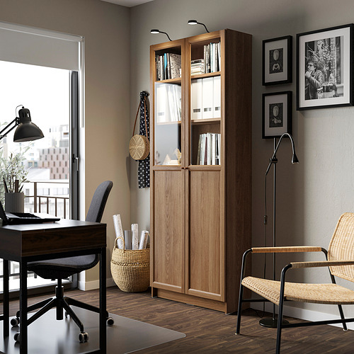 BILLY / OXBERG, bookcase with panel/glass doors 3 of 9 open dialog
