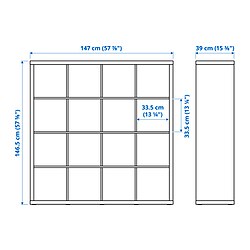Ilustración de medidas - KALLAX estantería con 4 puertas y 4 gavetas