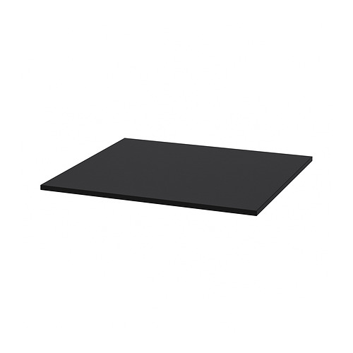 Un tablero de mesa sansberg negro. Es rectangular, hecho de lámina de melamina con tableros de partículas en su interior.