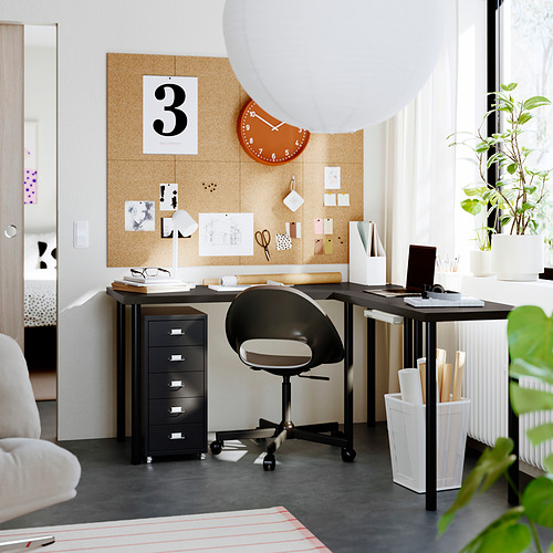 LAGKAPTEN / LINNMON, escritorio en forma de L. 2 de 3 open dialog