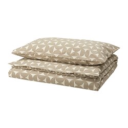 ÄNGSNEJLIKA, funda nórdica+funda(s) de almohada, Beige grisáceo / hueso