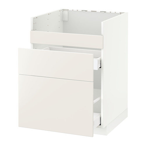 Mueble de cocina METOD blanco; diseño elegante y moderno; Frente liso, cajón extraíble.